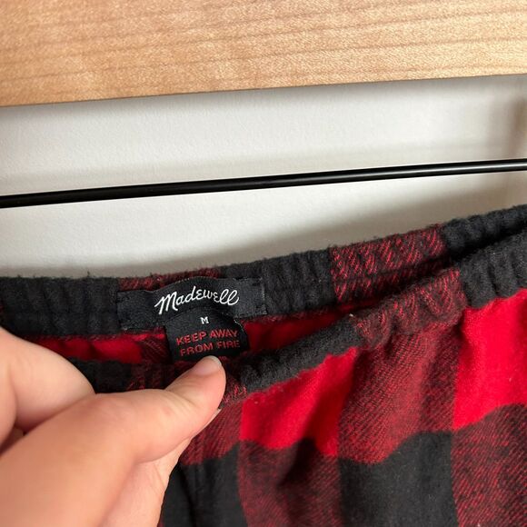 Madewell Flannel Bedtime Pajamas Red Buffalo Check - Picture 8 of 11